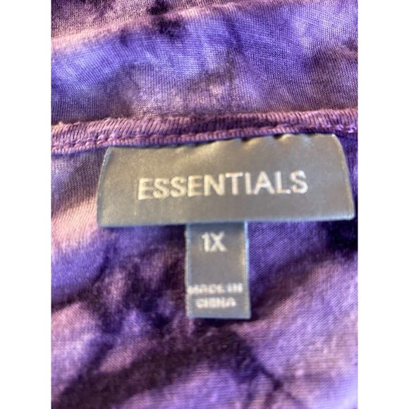 Essentials Woman Sz 1X Purple Tie Dye  Short Sleeve Round Neck Top - Picture 7 of 11